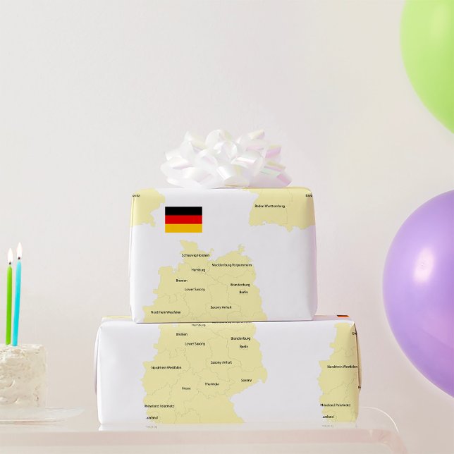 Germany Map with States and Capitals Wrapping Paper (Creator Uploaded)