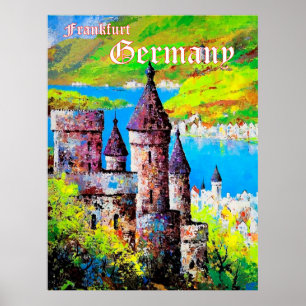 Germany, medieval castle in Frankfurt, main river Poster