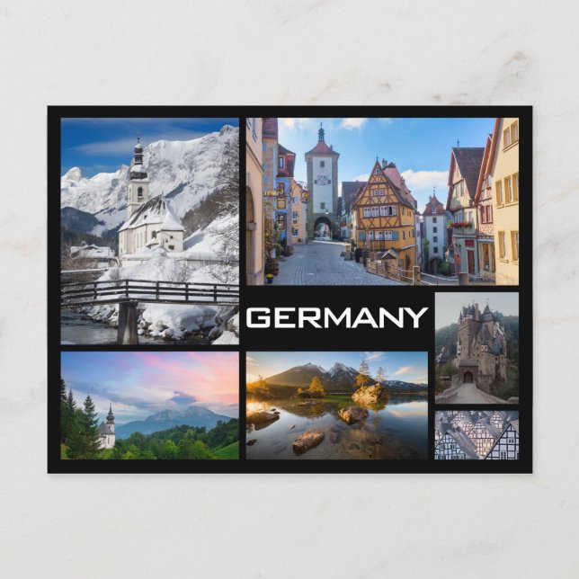 Germany multiple image collage black text postcard (Front)