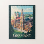 Germany Munich Illustration Travel Art Vintage Jigsaw Puzzle<br><div class="desc">Germany is a diverse and historic European destination,  offering everything from the bustling cities of Berlin and Munich to the fairytale landscapes of the Bavarian Alps and the Rhine Valley.</div>