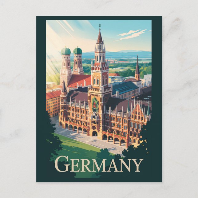 Germany Munich Illustration Travel Art Vintage Postcard (Front)