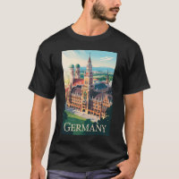 Germany Munich Illustration Travel Art Vintage