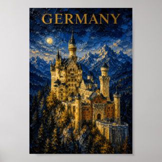 Germany: Mystic Glow Neuschwanstein Castle Art Sou Poster