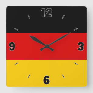 Germany National Flag Patriotic Square Wall Clock