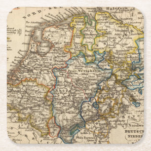 Germany, Netherlands, and Belgium Square Paper Coaster