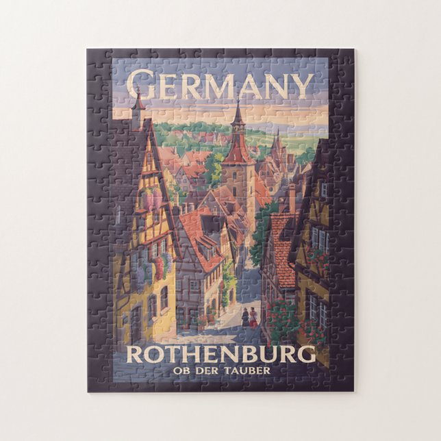Germany Rothenburg ob der Tauber Illustration Art Jigsaw Puzzle (Vertical)