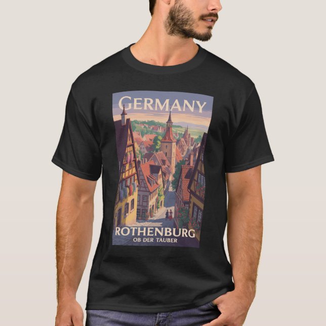 Germany Rothenburg ob der Tauber Illustration Art T-Shirt (Front)