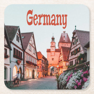Germany Row Houses Square Paper Coaster
