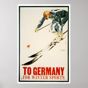 Germany Ski Poster German Art Skiing Print (H117)a