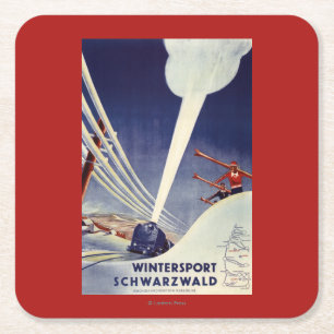 Germany - Skiing in the Black Forest Square Paper Coaster
