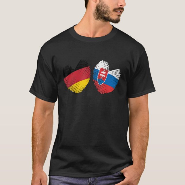 Germany Slovakia Heart German Flag Slovak Flag Gru T-Shirt (Front)