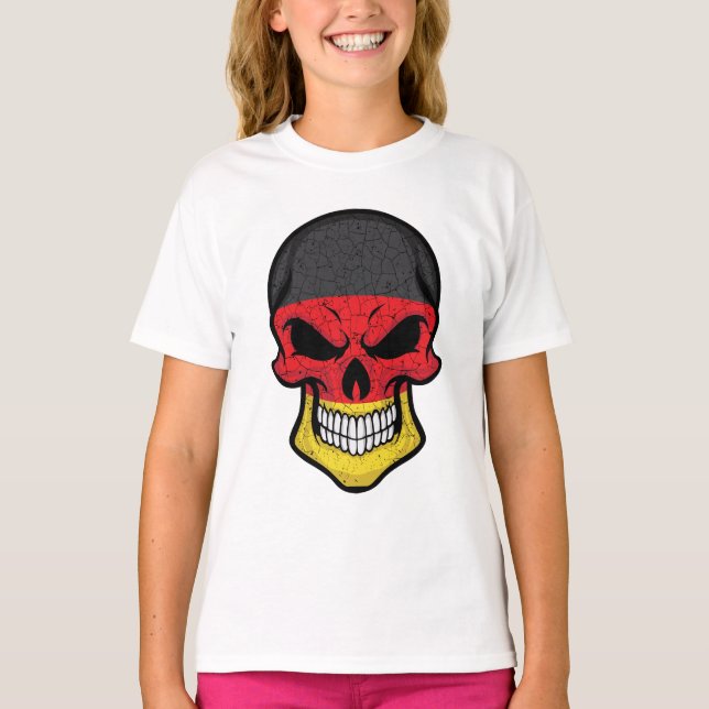 Germany Smiling Skull Flag  T-Shirt (Front)