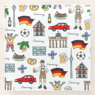 Germany   Symbols Pattern Glass Coaster