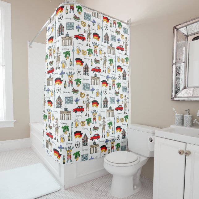 Germany | Symbols Pattern Shower Curtain (In Situ)