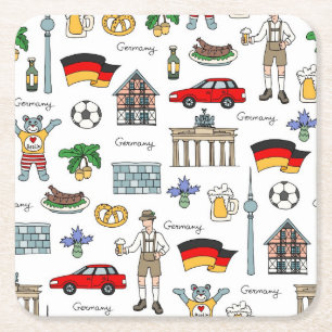 Germany   Symbols Pattern Square Paper Coaster