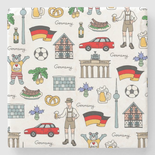 Germany | Symbols Pattern Stone Coaster (Front)