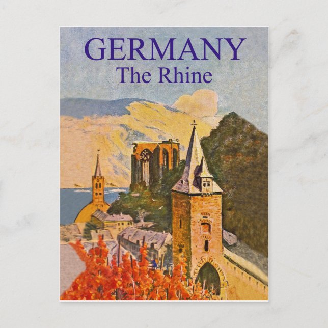Germany, the Rhine, mediaeval fortress, vintage Postcard (Front)