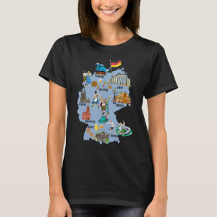 Germany tourist map with landmarks, flag and famou T-Shirt