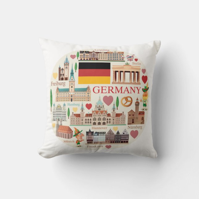 Germany Travel Icons Cushion (Front)
