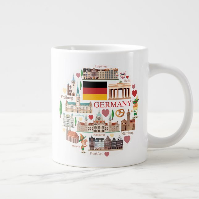 Germany Travel Icons Large Coffee Mug (Right)