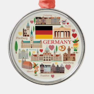Germany Travel Icons Metal Tree Decoration