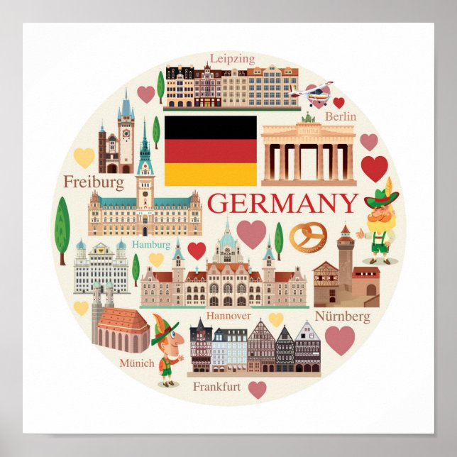 Germany Travel Icons Poster (Front)