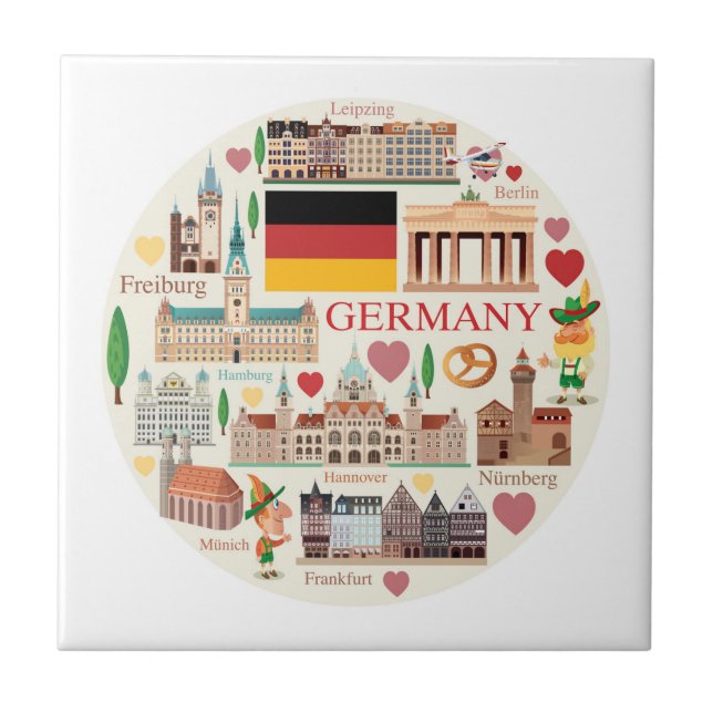 Germany Travel Icons Tile (Front)