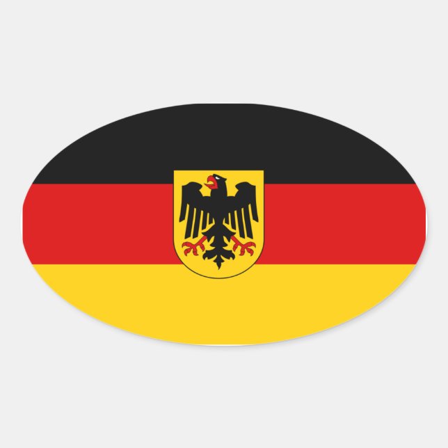 Germany Tricolor with Coat of Arms Oval Sticker (Front)