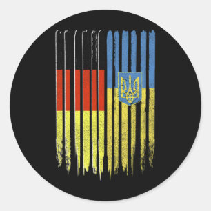 Germany Ukraine German Ukrainian Flag Trident  Classic Round Sticker