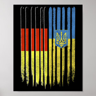 Germany Ukraine German Ukrainian Flag Trident Poster