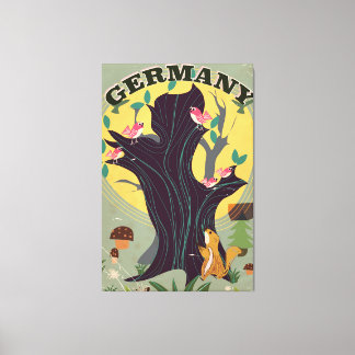 Germany vintage cartoon landscape travel poster canvas print
