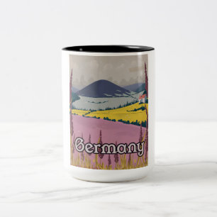 Germany vintage Countryside travel poster Two-Tone Coffee Mug