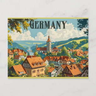 Germany Vintage German Town Retro Travel Postcard