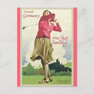 Germany Vintage Golf Travel Poster Postcard