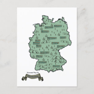 Germany Vintage Illustrated map Announcement Postcard