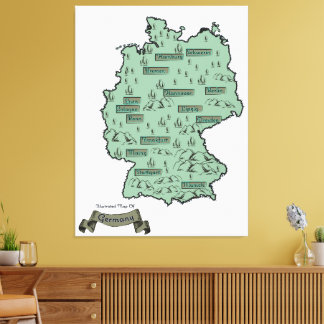 Germany Vintage Illustrated map Canvas Print