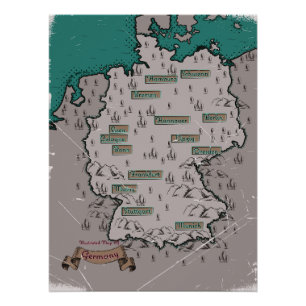 Germany Vintage Illustrated map Poster