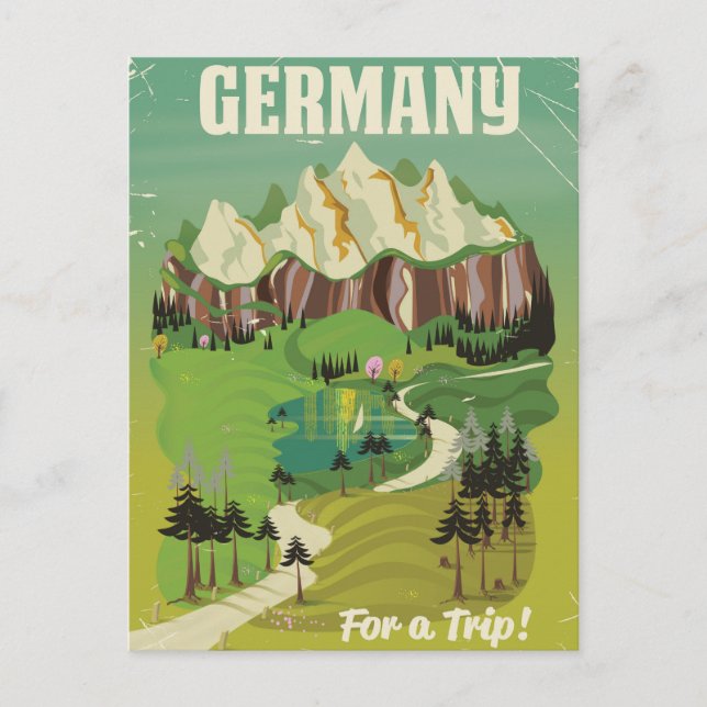 Germany vintage style travel poster postcard (Front)