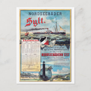 Germany Vintage Travel Poster Restored 1888 Postcard