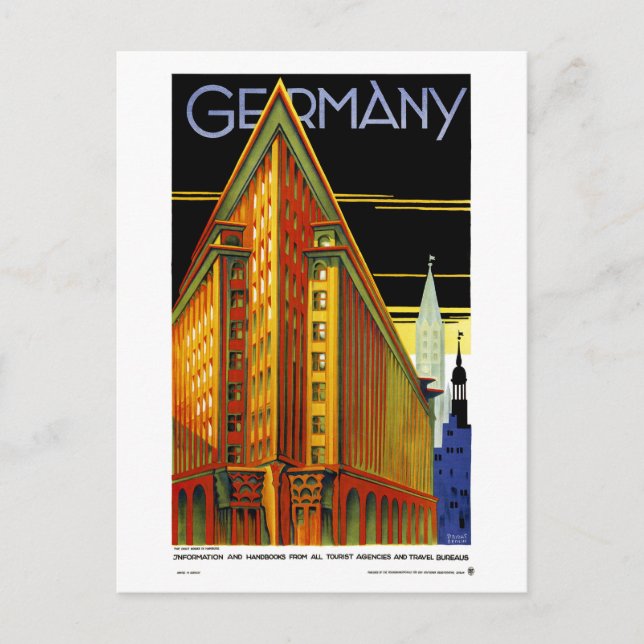 Germany Vintage Travel Poster Restored Postcard (Front)