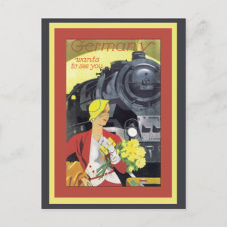 Germany wants to see you Vintage Postcard