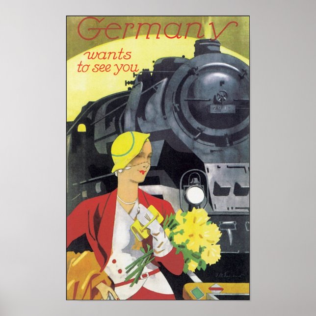 Germany Wants to See You Vintage Travel Poster (Front)