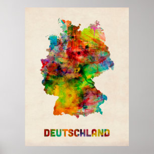Germany Watercolor Map (Deutschland) Poster