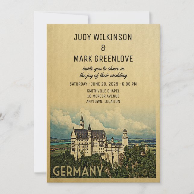 Germany Wedding Invitation Neuschwanstein Castle (Front)