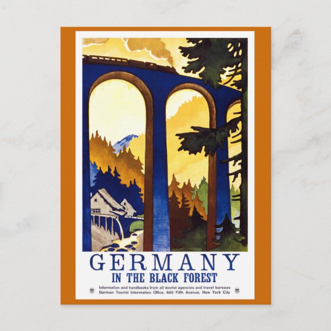 Germany's Black Forest Vintage Travel Poster Postcard (Front)
