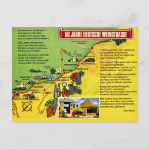 Germany's Wine Trail Map  Postcard