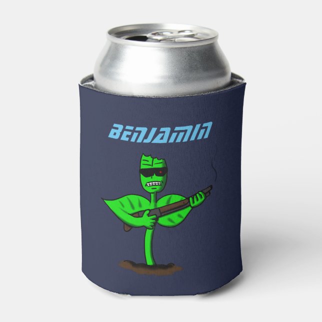 Germinator cyborg plant funny cartoon can cooler (Can Front)