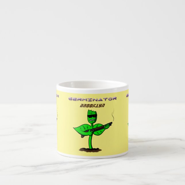Germinator cyborg plant funny cartoon espresso cup (Front)