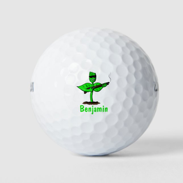 Germinator cyborg plant funny cartoon golf balls (Front)