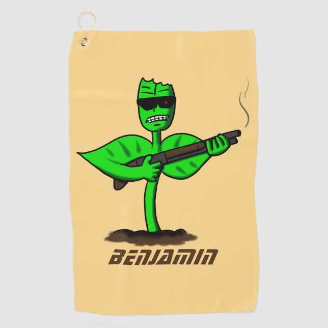 Germinator cyborg plant funny cartoon  golf towel (Front)